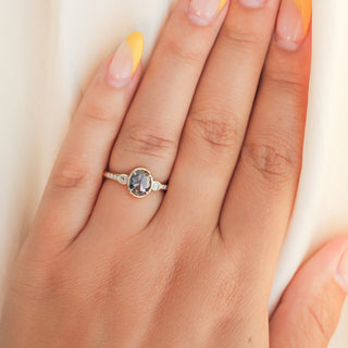 .95ct Black Iris Oval Rose Cut Diamond Ring - Yuliya Chorna Jewellery