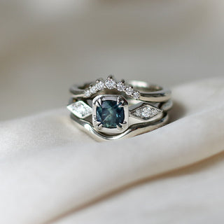 .91ct Cushion Teal Blue Montana Sapphire Ring In White Gold - Ready To Ship - Yuliya Chorna Jewellery