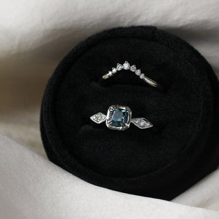 .91ct Cushion Teal Blue Montana Sapphire Ring In White Gold - Ready To Ship - Yuliya Chorna Jewellery