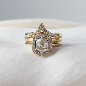 1ct Hexagon Diamond Halo Ring - Ready To Ship - Yuliya Chorna Jewellery