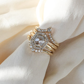 1ct Hexagon Diamond Halo Ring - Ready To Ship - Yuliya Chorna Jewellery