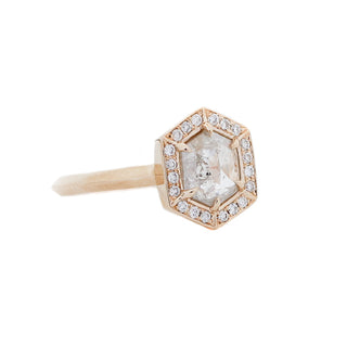 1ct Hexagon Diamond Halo Ring - Ready To Ship - Yuliya Chorna Jewellery