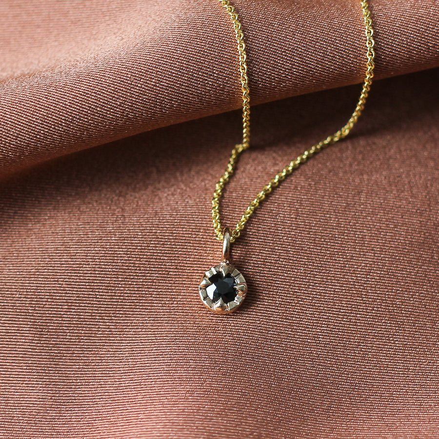 Round Black Diamond Sun Necklace