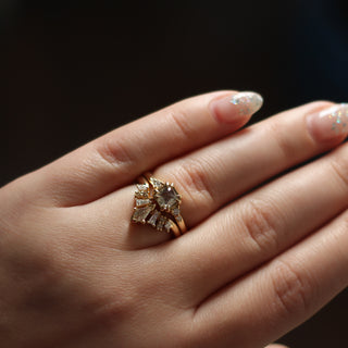 1.68ct Champagne Diamond Crown Wedding Set In Yellow Gold - Ready To Ship - Yuliya Chorna Jewellery