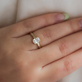 White Sapphire Gold Ring on hand side view