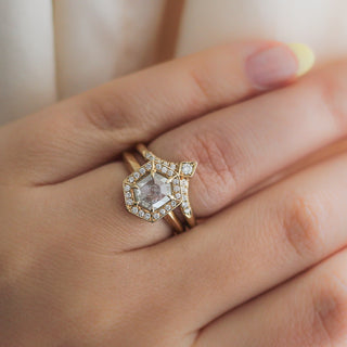 1ct Hexagon Diamond Halo Ring - Ready To Ship - Yuliya Chorna Jewellery