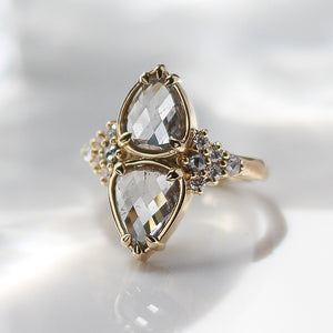 Double Pear Diamond Ring front close up