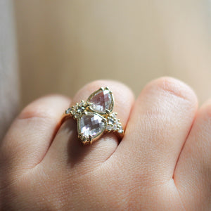 Double Pear Diamond Ring on hand