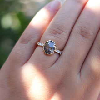 1.58ct Black Swan Oval Diamond Ring in Yellow Gold - Ready To Ship - Yuliya Chorna Jewellery