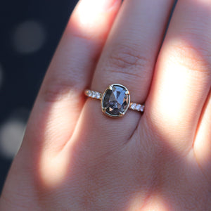 1.58ct Black Swan Oval Diamond Ring in Yellow Gold - Ready To Ship - Yuliya Chorna Jewellery
