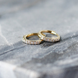 Diamond Hoops in Yellow Gold side detail view 