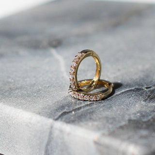 Diamond Hoops in Yellow Gold profile detail view