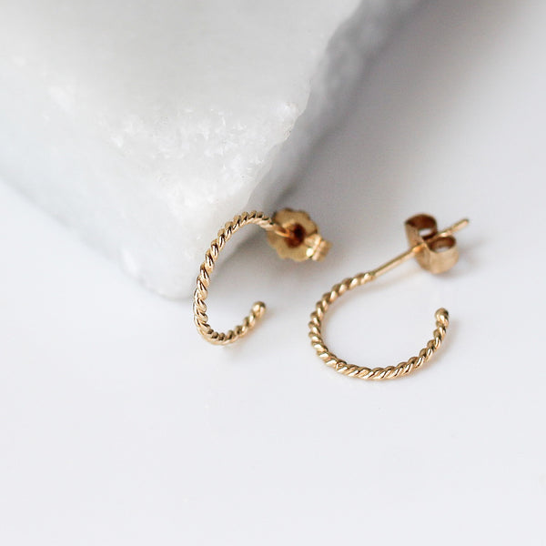 Twisted Hoops in Yellow Gold - ready to ship - Yuliya Chorna Jewellery