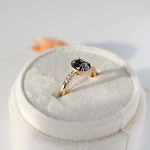 0.99ct Black Swan Oval Diamond Ring in Yellow Gold - Ready To Ship - Yuliya Chorna Jewellery