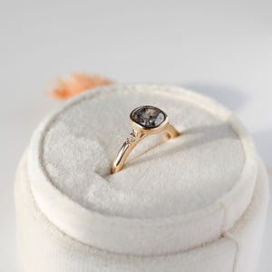 1.25ct Allo Salt & Pepper Cushion Cut Diamond Ring - ready to ship - Yuliya Chorna Jewellery