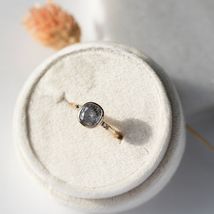 1.25ct Allo Salt & Pepper Cushion Cut Diamond Ring - ready to ship - Yuliya Chorna Jewellery