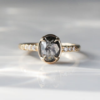 0.99ct Black Swan Oval Diamond Ring in Yellow Gold - Ready To Ship - Yuliya Chorna Jewellery