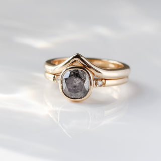 1.25ct Allo Salt & Pepper Cushion Cut Diamond Ring - ready to ship - Yuliya Chorna Jewellery