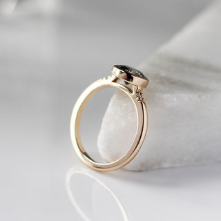 1.25ct Allo Salt & Pepper Cushion Cut Diamond Ring - ready to ship - Yuliya Chorna Jewellery