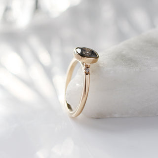 1.25ct Allo Salt & Pepper Cushion Cut Diamond Ring - ready to ship - Yuliya Chorna Jewellery