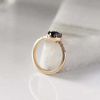 0.99ct Black Swan Oval Diamond Ring in Yellow Gold - Ready To Ship - Yuliya Chorna Jewellery
