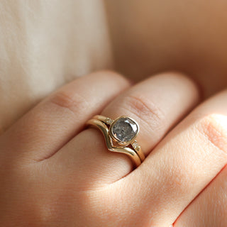 1.25ct Allo Salt & Pepper Cushion Cut Diamond Ring - ready to ship - Yuliya Chorna Jewellery