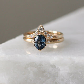 1.09ct Oval Montana Sapphire Around The World Ring - ready to ship - Yuliya Chorna Jewellery