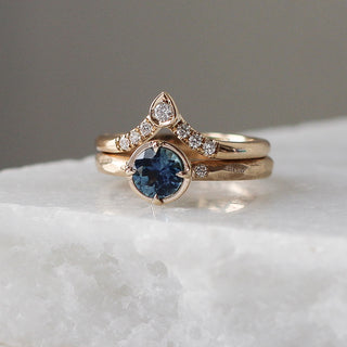 0.86ct Round Montana Sapphire Around The World Ring - ready to ship - Yuliya Chorna Jewellery