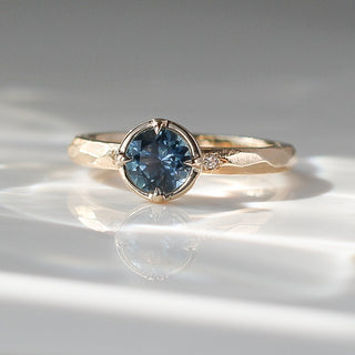 0.86ct Round Montana Sapphire Around The World Ring - ready to ship - Yuliya Chorna Jewellery
