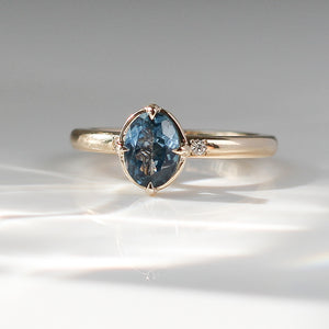 1.09ct Oval Montana Sapphire Around The World Ring - ready to ship - Yuliya Chorna Jewellery