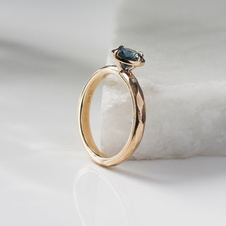 0.86ct Round Montana Sapphire Around The World Ring - ready to ship - Yuliya Chorna Jewellery