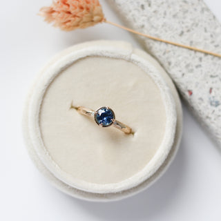 0.86ct Round Montana Sapphire Around The World Ring - ready to ship - Yuliya Chorna Jewellery