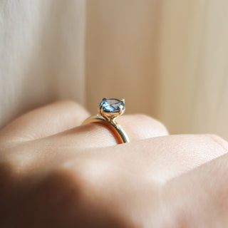 1.09ct Oval Montana Sapphire Around The World Ring - ready to ship - Yuliya Chorna Jewellery