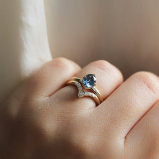 1.09ct Oval Montana Sapphire Around The World Ring - ready to ship - Yuliya Chorna Jewellery