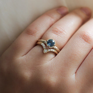 0.86ct Round Montana Sapphire Around The World Ring - ready to ship - Yuliya Chorna Jewellery