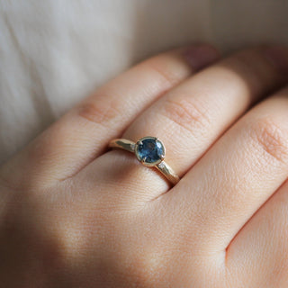 0.86ct Round Montana Sapphire Around The World Ring - ready to ship - Yuliya Chorna Jewellery