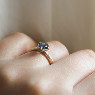 0.86ct Round Montana Sapphire Around The World Ring - ready to ship - Yuliya Chorna Jewellery