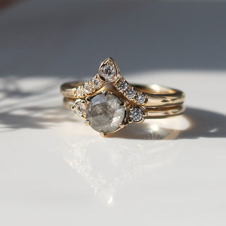 .77ct Luna Round Salt & Pepper Diamond Ring - ready to ship - Yuliya Chorna Jewellery