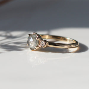 .77ct Luna Round Salt & Pepper Diamond Ring - ready to ship - Yuliya Chorna Jewellery