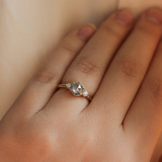 .77ct Luna Round Salt & Pepper Diamond Ring - ready to ship - Yuliya Chorna Jewellery