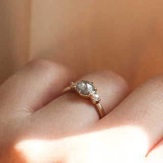 .77ct Luna Round Salt & Pepper Diamond Ring - ready to ship - Yuliya Chorna Jewellery