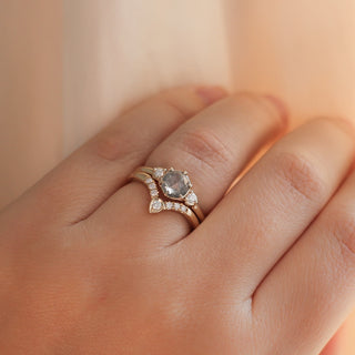 .77ct Luna Round Salt & Pepper Diamond Ring - ready to ship - Yuliya Chorna Jewellery