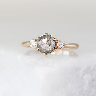 .77ct Luna Round Salt & Pepper Diamond Ring - ready to ship - Yuliya Chorna Jewellery