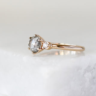 .77ct Luna Round Salt & Pepper Diamond Ring - ready to ship - Yuliya Chorna Jewellery