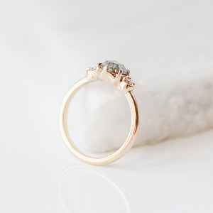 .77ct Luna Round Salt & Pepper Diamond Ring - ready to ship - Yuliya Chorna Jewellery