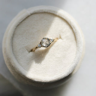 .77ct Luna Round Salt & Pepper Diamond Ring - ready to ship - Yuliya Chorna Jewellery