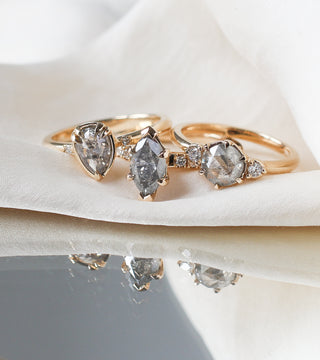 .77ct Luna Round Salt & Pepper Diamond Ring - ready to ship - Yuliya Chorna Jewellery