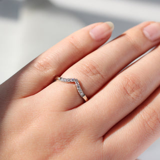 Diamond Point Band in white gold in light on hand  