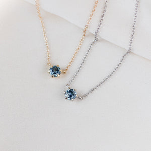 Montana Sapphire Necklace on chain in white and yellow gold