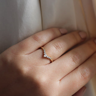 Pear Sahara Diamond Stacking Ring on hand